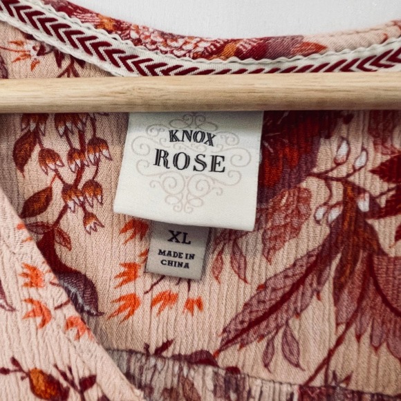 Knox Rose Dress XL Floral Midi Dress V-Neck Button Front Flutter Sleeve - Picture 5 of 9